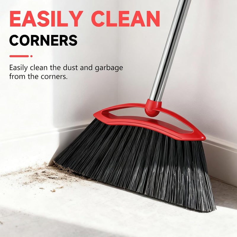 EZKEY Heavy Duty Broom, 54-inch Adjustable Long Handle Angle Brooms Large Brooms for Sweeping Indoor and Outdoor Commercial Broom for Home Kitchen Patio Garage Porch Courtyard Classroom, Red - Image 4